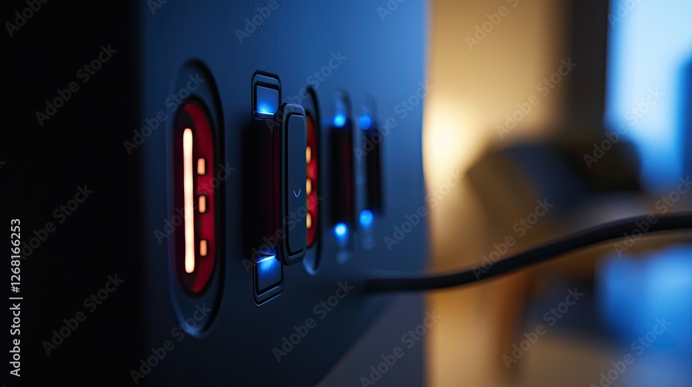 Aufkleber macro shot of a smart plug featuring usb ports and power indicators, highlighting energy-efficient i