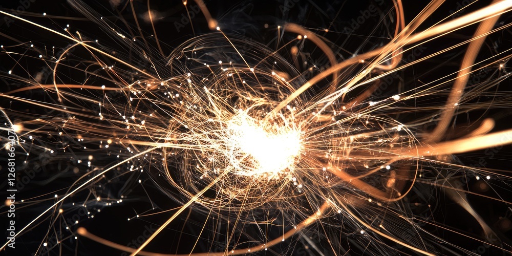 Aufkleber entropy increase visualized in a system, with particles in disarray and energy dispersion clearly de