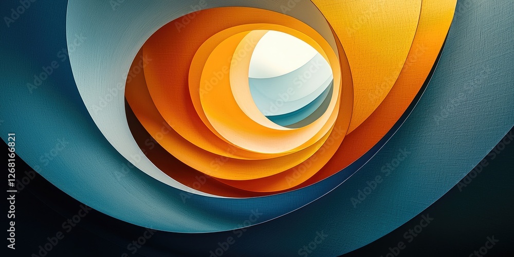Poster The abstract image employs simple geometric shapes to create a balanced, harmonious composition, emphasizing the interaction of basic forms and clean lines for a visually