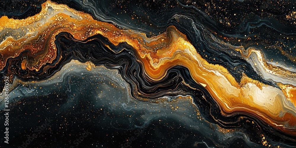 Poster an abstract artwork showcasing marbling fluid art that focuses on the seamless blending of colors an