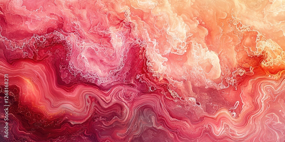 Poster a visually captivating abstract design that uses marbling techniques to create fluid art with swirli