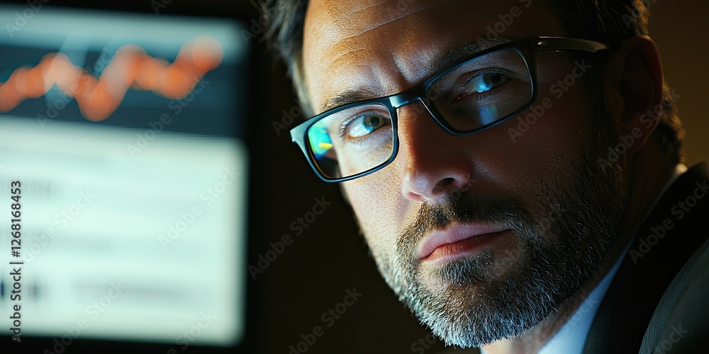 Poster financial advisor explaining security measures with visual aids and detailed financial data in a pro