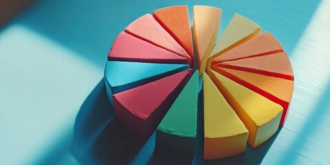 Obraz premium Pie chart illustrating business expense distribution, featuring clean slices and vivid colors in a finance infographic.