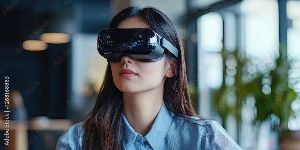 Poster Professionals in a high-tech environment use AI software and smart devices to boost productivity.