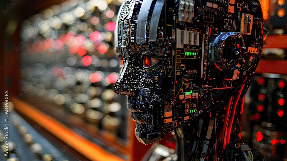 Aufkleber a robotic control system, where an engineer is fine-tuning algorithms for optimal performance.