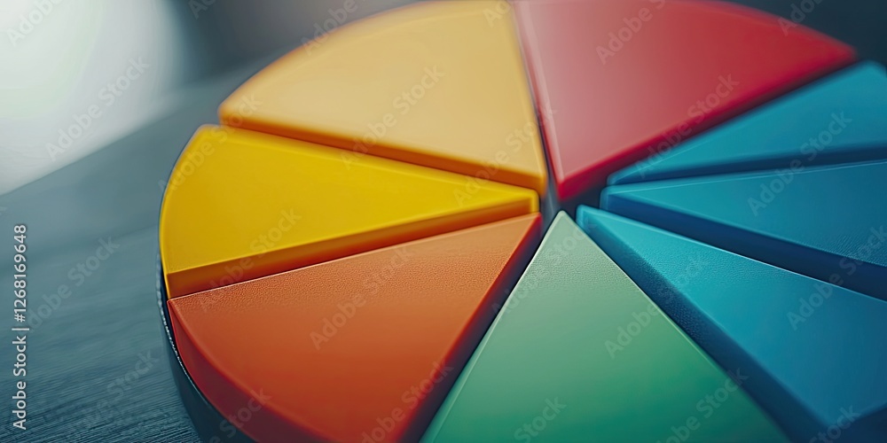 Poster finance presentation featuring a pie chart of profit sources, with sharp divisions and bright colors
