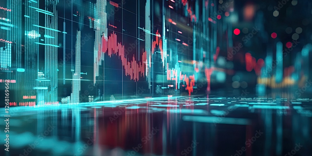 Poster economist presenting market trend analysis with detailed graphs and projections in a professional an