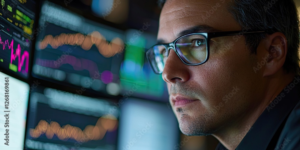 Aufkleber Financial advisor showcasing investment strategies with in-depth charts and graphs in an informative, professional setting.