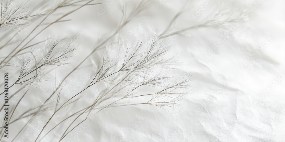 Poster Macro shot of delicate textures on white paper with minimal distractions, perfect for a pure minimalist backdrop.