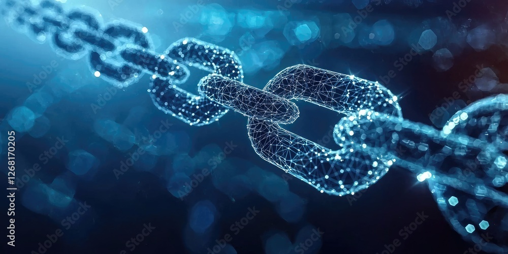 Fototapete visualization of blockchain in finance, depicting decentralized ledgers and encrypted data for a pro