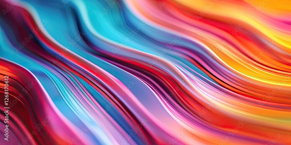 Poster macro shot of wavy distorted stripes with vibrant colors and fluid motion, ideal for creative abstra