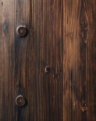close-up view of the wood, emphasizing its texture and grain patterns. The wood appears aged, with a rich, dark brown color and visible knots and imperfections that add character.