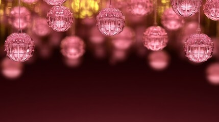 Fototapeta premium Elegant hanging glass ornaments with a soft gradient background.