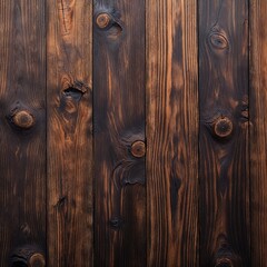 close-up view of the wood, emphasizing its texture and grain patterns. The wood appears aged, with a rich, dark brown color and visible knots and imperfections that add character.