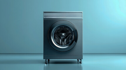 Industrial front-loading washing machine on a neutral isolated background
