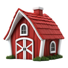 Red Barn with White Roof and Red Door - Ideal for Farm Illustrations and Rural Designs