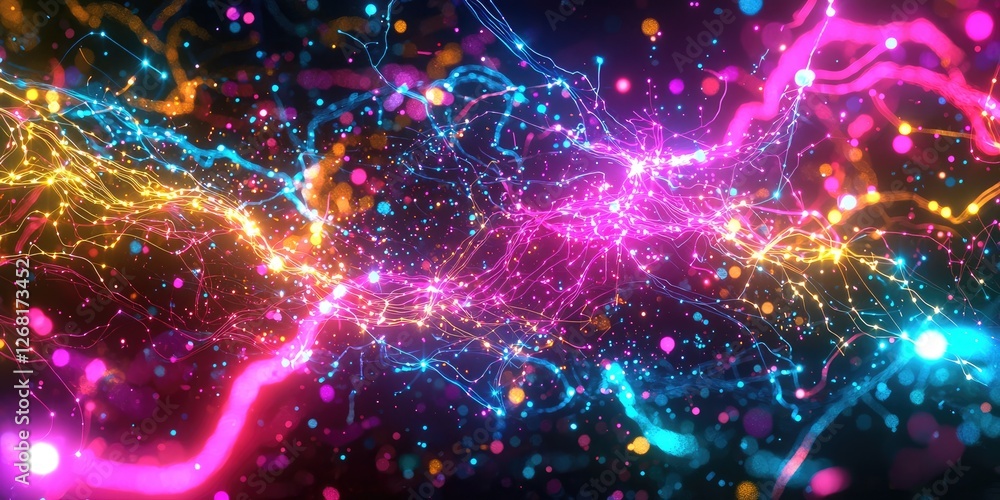 Poster vibrant and colorful abstract background with glowing particles and light trails creates a dynamic a