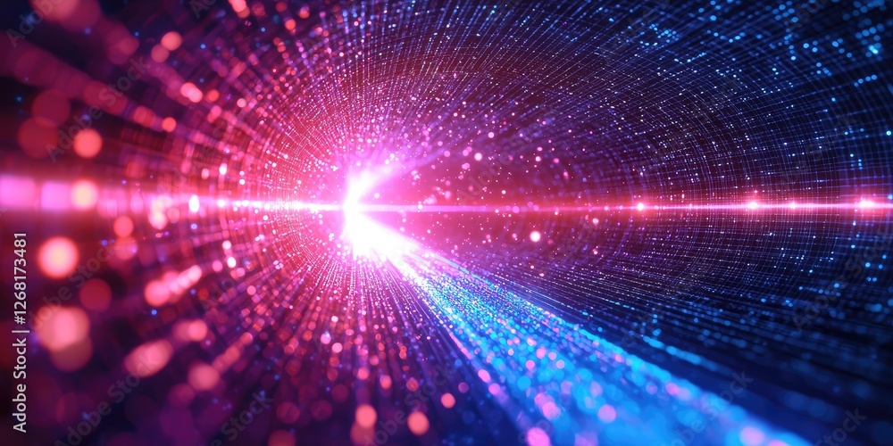 Aufkleber vibrant abstract digital light rays creating a hypnotic cosmic tunnel effect in blue and pink colors