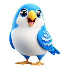 Blue Budgie with Yellow Beak and White Face - Ideal for Avian Illustrations and Animal Icon Design