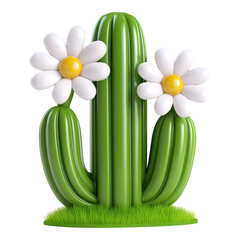 Cute Cactus with Flowers Simple Shape Icon Design - Ideal for Plant Enthusiasts and Nature Blogs
