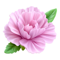 Pink Carnation with Green Leaves on Black Background - Ideal for Floral Designs and Nature Concepts