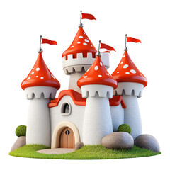 Red and White Castle Icon - Ideal for Website Design and Social Media Posts