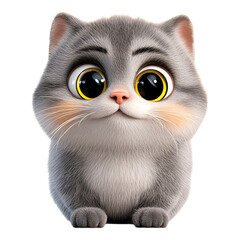 Cute Gray Cat with Big Round Eyes Simple Icon Design - Ideal for Pet Product Websites and Cat Lover Blogs