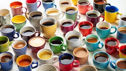 Diverse Coffee Mug Collection Isolated on White Background - PNG