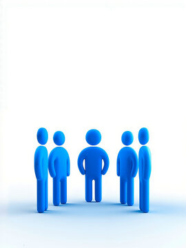 A group of blue people standing in a line