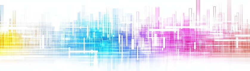 Fototapeta premium Vibrant Next Generation City Skyline with Holographic Elements in Real Time Visualization