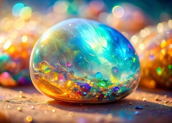 Dreamy Opal Oasis: Iridescent Accents on Subtle White Panoramic Background