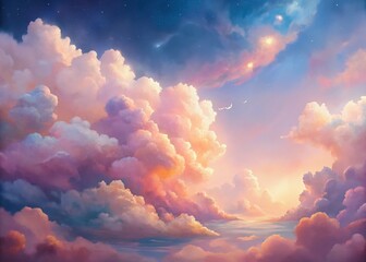 Dreamy Sky: Long Exposure Fluffy Cloud Pattern Stock Photo