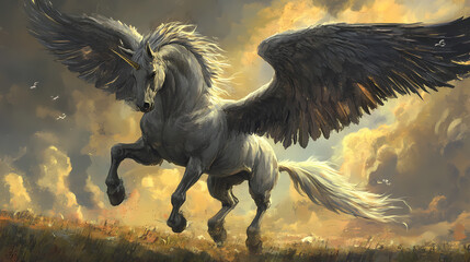 Fototapeta premium Pegasus illustration. Stormborne Pegasus. Illustration