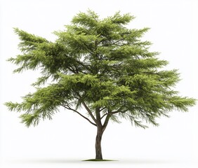 Obraz premium Lush green tree isolated on white background.