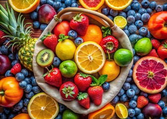 Eco-Friendly Tote Bag Design: Fresh Fruit Texture Patterns