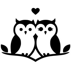 Silhouette of owl couple