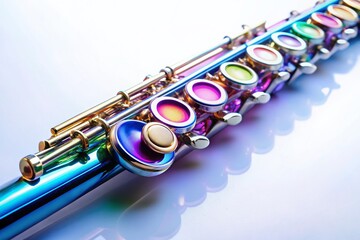 Fototapeta premium Elegant Flute on White Background: Musical Instrument Stock Photo