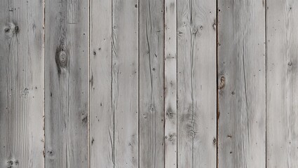 Fototapeta premium a wooden surface, showcasing a vertical layout of four wide planks. The wood has a weathered and rustic appearance, with a predominantly light gray color, interspersed with subtle variations in tone. 