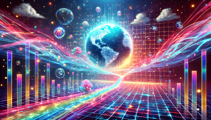 Virtuelle Welt der Daten und kosmischen Verbindungen