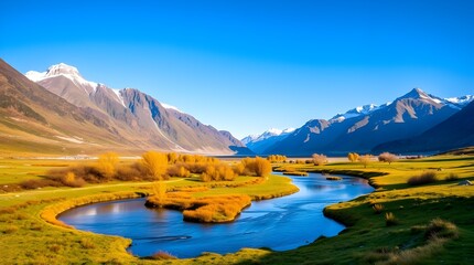 Fototapeta premium Stunning landscape photograph capturing a serene mountain scen