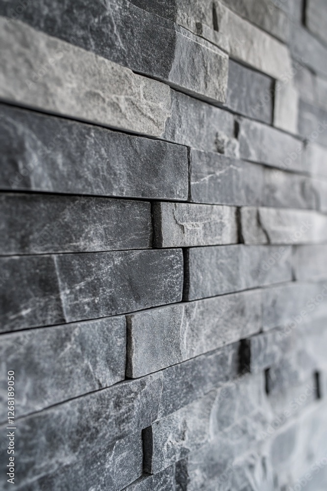 Poster close-up of a gray stone wall with varying textures and rectangular shapes.