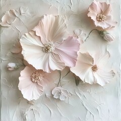Pastel 3D floral wall art, textured background, home decor
