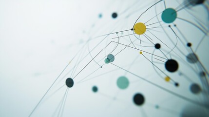 Abstract network connection dots lines white background
