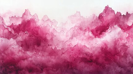 Fototapeta premium Abstract watercolor artwork featuring shades of pink and red resembling clouds.