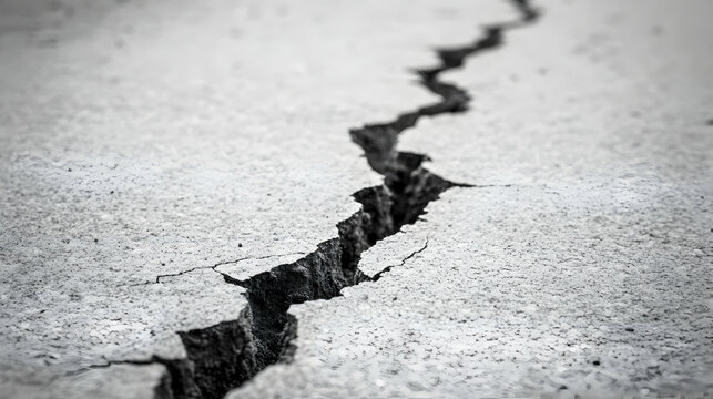Cracked asphalt road surface, closeup