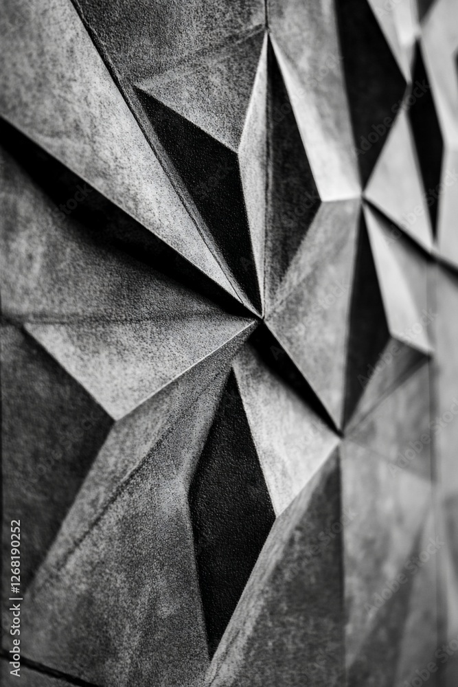 Aufkleber abstract grayscale image of a textured geometric wall with triangular and star shapes.