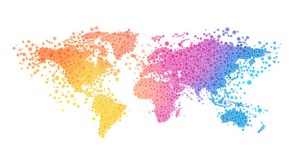 Fototapeta premium colorful map of world dots illsuratation.ai generative