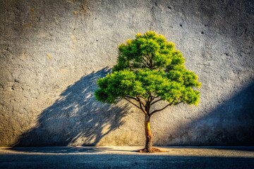 Ethical Business Growth: Small Tree Shadow on Concrete Wall - Long Exposure Stock Photo
