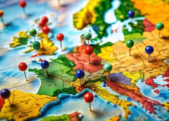 European Capitals Map: Right-Side Pointers, Travel Guide, Cityscape, Landmark, Tourism