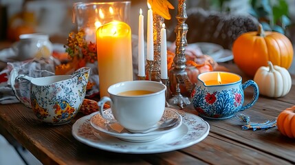 Cozy Autumn Tea Party with Candles - Cozy Autumn